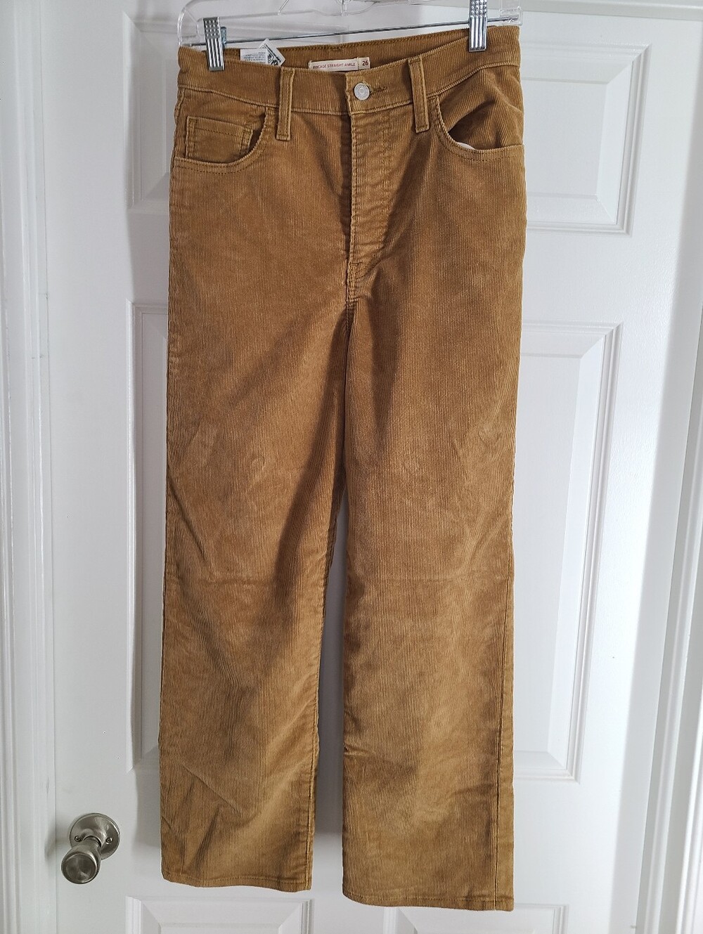 Levi's Ribcage Straight Ankle Pants Size 26 Excellent Condition Brown Corduroy